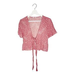 LOTTIE MOSS Floral Crop Tie Front Top 